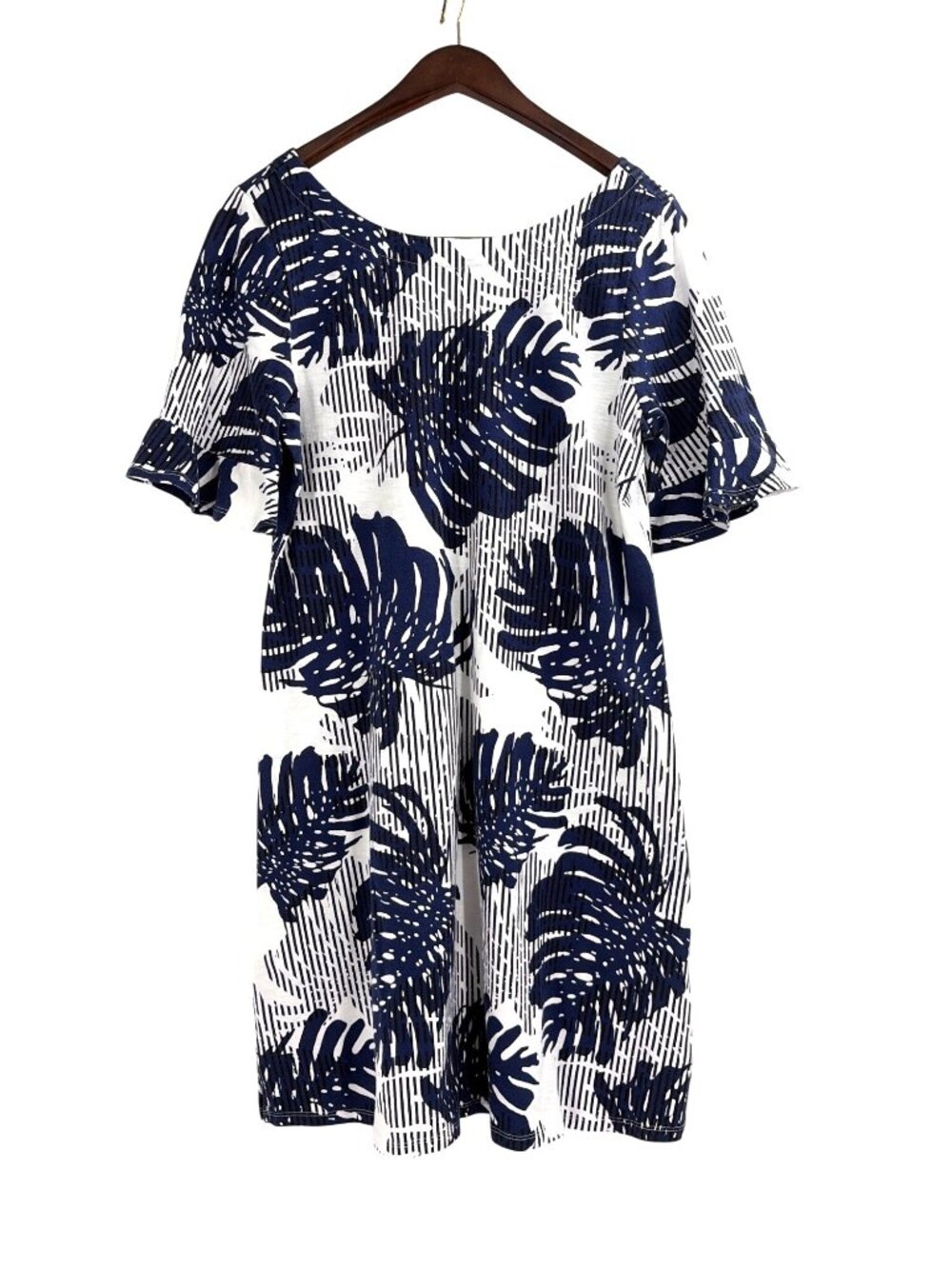 Tommy Bahama Womens Medium Resort Dress Blue Monstera Tropical Vacation Summer